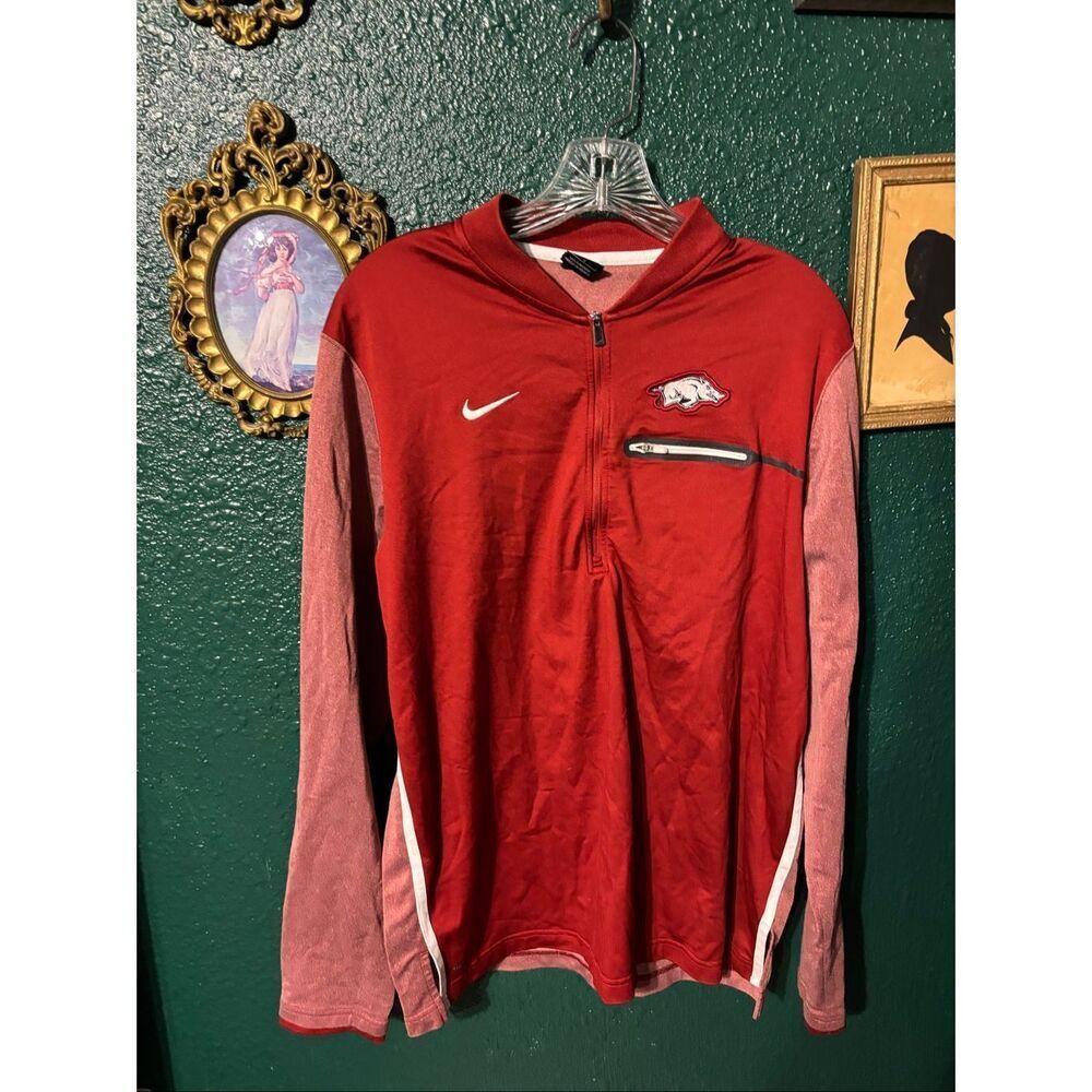 Nike Arkansas Razorbacks Quarter Zip Pullover Size Large